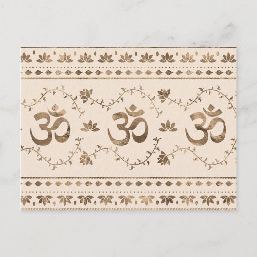 OM symbol ornament - pastel gold Briefkaart (Voorkant)