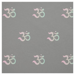 Om symbol pattern Sanskriet pastel roze groen grij Stof