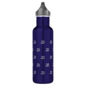 Om Symbol Pattern Zen Gray Dark Blue Waterfles (Rechts)