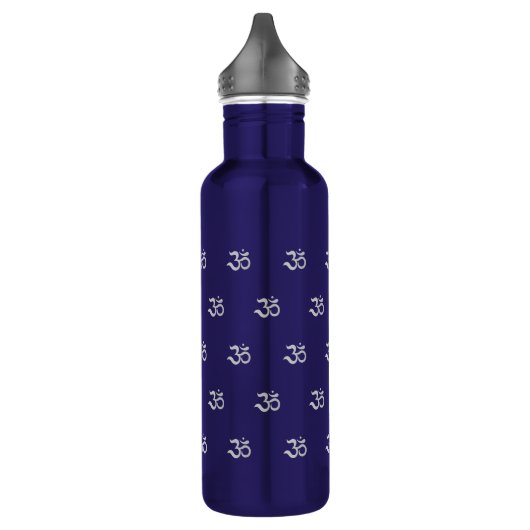 Om Symbol Pattern Zen Gray Dark Blue Waterfles (Links)