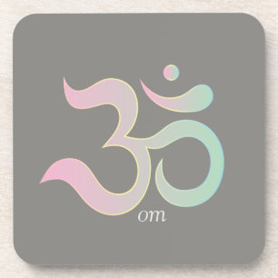 Om symbol zen pastel roze groen grijs onderzetter