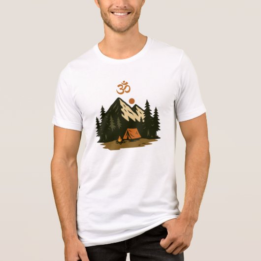"Om" Symbool Berg Kampeer Scene Tri-Blend Shirt (Voorkant)