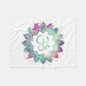 *~* OM Symbool Bloem Lotus Mandala Blauwgroen Wit Fleece Deken (Voorkant (Horizontaal))