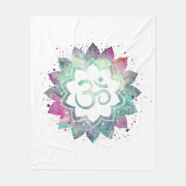 *~* OM Symbool Bloem Lotus Mandala Wit Blauwgroen Fleece Deken