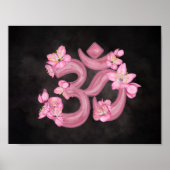 OM-symbool Cherry Blossom waterverf Poster (Voorkant)