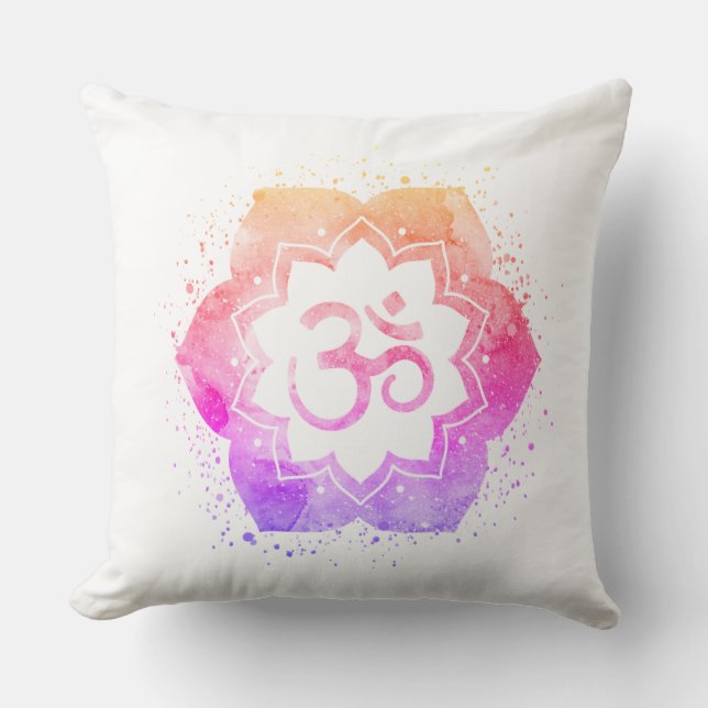*~* OM-symbool Cotton Lotus Flower Mandala Kussen (Voorkant)