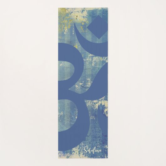 OM Symbool Distressed Blue Denim Gepersonaliseerd Yogamat (Achterkant)