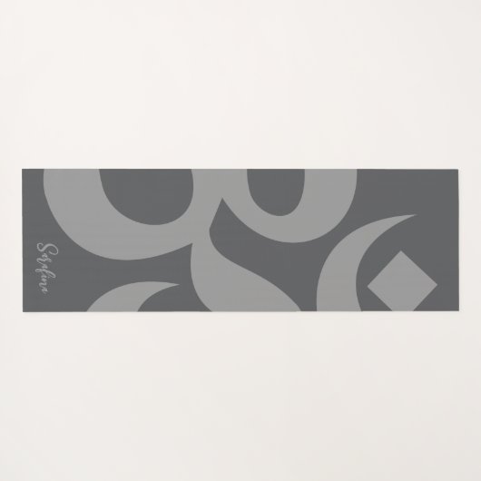 OM symbool grijs gepersonaliseerde naam omkeerbaar Yogamat (Achterkant (horizontaal))