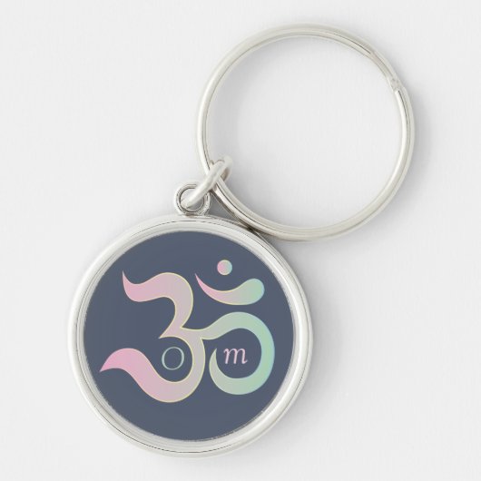 Om symbool in het Sanskriet pastel roze groen donk Sleutelhanger (Voorkant)