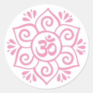 Om symbool in lotusbloemblaadje mandala ronde sticker