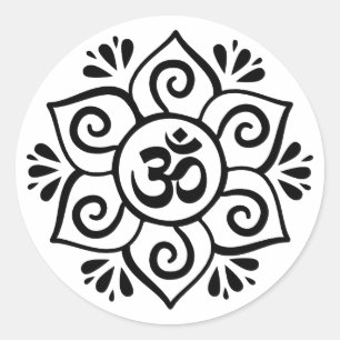 Om symbool in lotusbloemblaadje mandala ronde sticker