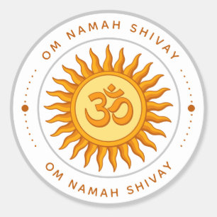 Om-symbool in stralende zon spiritueel Hindoeïstis Ronde Sticker