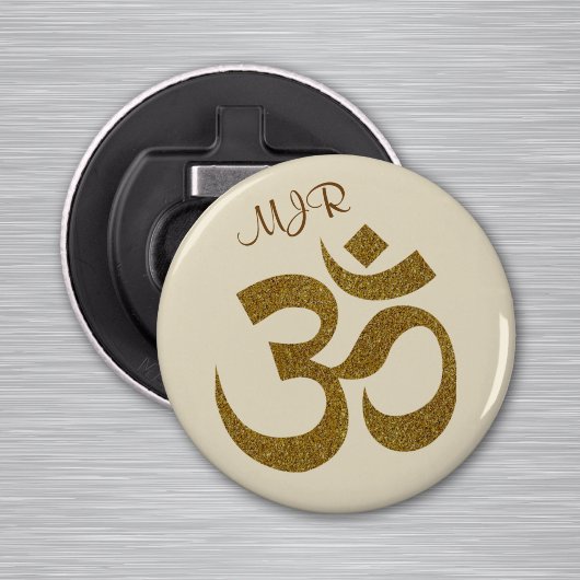 OM Symbool Initialen 2,25-in Magneetflesopener Button Flesopener