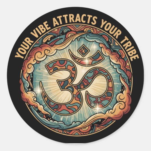 ​OM Symbool "Je vibe trekt je stam aan" Sticker (Voorkant)