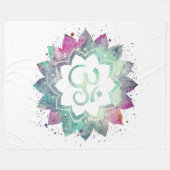 -* OM Symbool Lotus Bloem Mandala Wit Blauwgroen Fleece Deken (Voorkant (Horizontaal))