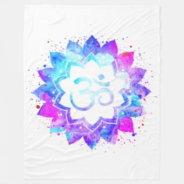 *~* OM-symbool Lotus Flower Mandala White New age Fleece Deken