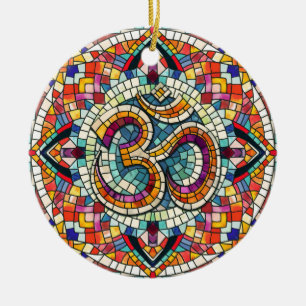 OM Symbool Lotus Mandala Mozaïek Keramisch Ornament
