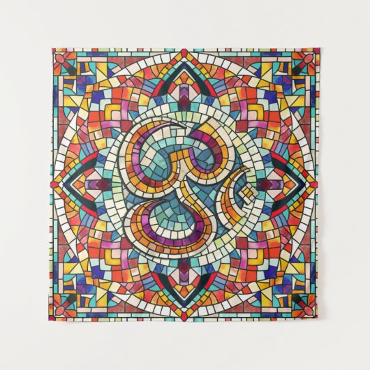 OM Symbool Lotus Mandala Mozaïek Wandkleed (Voorkant (horizontaal))