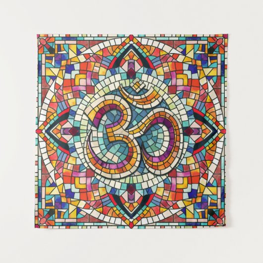 OM Symbool Lotus Mandala Mozaïek Wandkleed (Voorkant)
