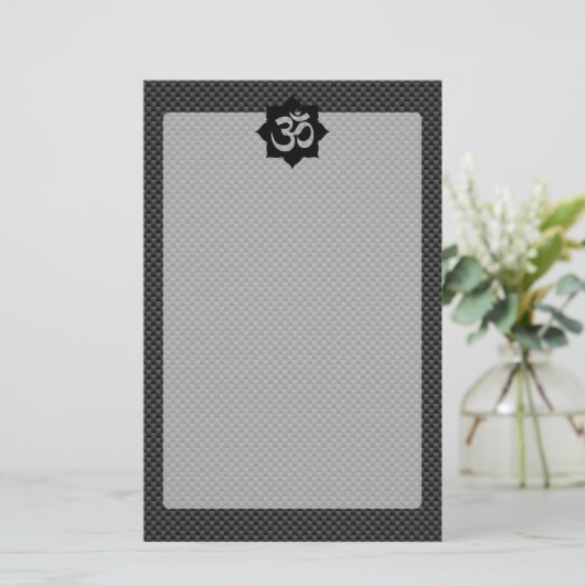 OM-symbool Lotus spiritualiteit in koolstofvezelst Briefpapier (Staand voorkant)