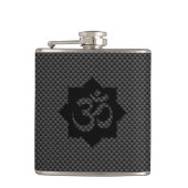 OM-symbool Lotus spiritualiteit in koolstofvezelst Heupfles (Voorkant)