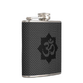 OM-symbool Lotus spiritualiteit in koolstofvezelst Heupfles (Rechts)