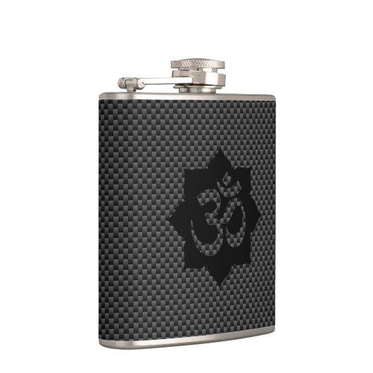 OM-symbool Lotus spiritualiteit in koolstofvezelst Heupfles (Rechts)