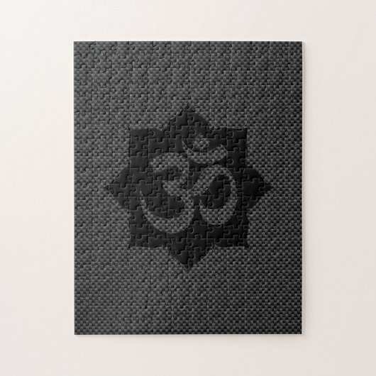 OM-symbool Lotus spiritualiteit in koolstofvezelst Legpuzzel (Verticaal)