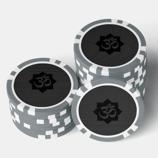 OM-symbool Lotus spiritualiteit in koolstofvezelst Pokerchips (Opstapeling)
