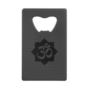 OM Symbool Lotus Spiritualiteit Yoga Carbon Style Creditkaart Flessenopener