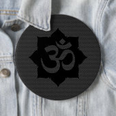 OM Symbool Lotus Spiritualiteit Yoga Carbon Style Ronde Button 6,0 Cm (In situ)