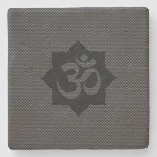 OM Symbool Lotus Spiritualiteit Yoga Carbon Style Stenen Onderzetter