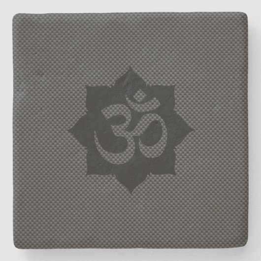 OM Symbool Lotus Spiritualiteit Yoga Carbon Style Stenen Onderzetter (Voorkant)