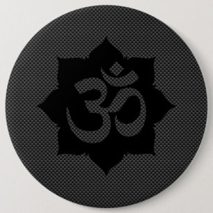 OM-symbool Lotus Spiritualiteit Yoga Koolstofstijl Ronde Button 6,0 Cm