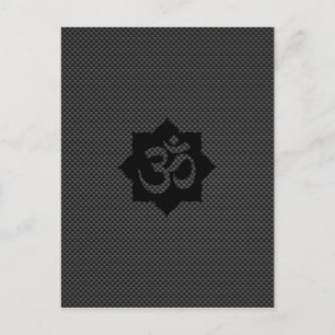 OM Symbool Lotus Spirituality Yoga in koolstofveze Briefkaart
