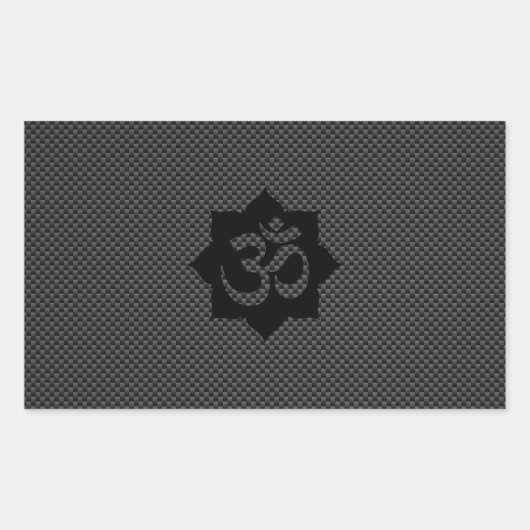 OM Symbool Lotus Spirituality Yoga in koolstofveze Rechthoekige Sticker (Voorkant)