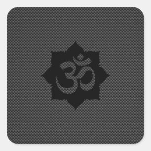 OM Symbool Lotus Spirituality Yoga in koolstofveze Vierkante Sticker