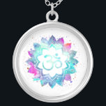 *~* OM-symbool. Lotus Waterverf Mandala Aum Zilver Vergulden Ketting<br><div class="desc">* Energetisch verbeterd - Een OM-symbool Lotus Waterverf Mandala op een zwarte achtergrond.* ROND Witte achtergrond en kleurrijke waterverf. Verzilverde. Het kan Zen, Esoteric, New age, Metaphysical zijn en Spiritueel helpen met meditatie en mindfulness. Hier voor jullie is een opvallend mooi new age met een metafysisch gespierd, oogstend design dat...</div>
