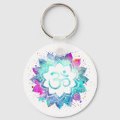 *~* OM-symbool Lotus Waterverf Mandala Sleutelhanger (Voorkant)