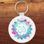*~* OM-symbool Lotus Waterverf Mandala Sleutelhanger (Voorkant)