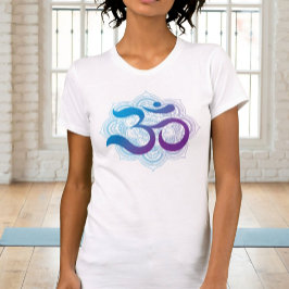 Om Symbool Mandala Bloem Wit Yoga T-shirt