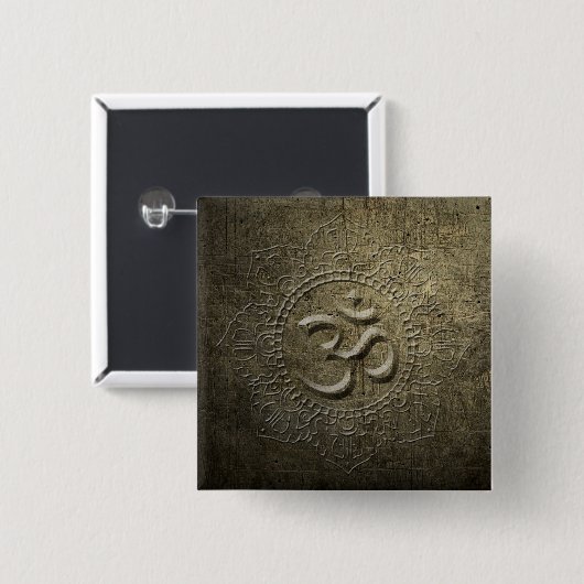 OM Symbool Mandala Bronze Metaal effect 1 Button (Voorkant /achterkant)