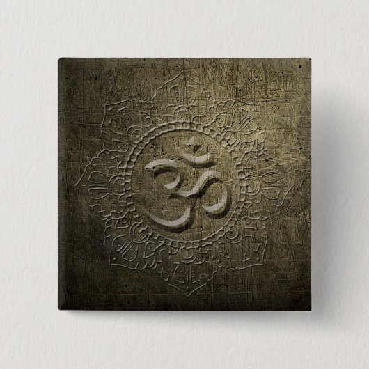 OM Symbool Mandala Bronze Metaal effect 1 Button (Voorkant)
