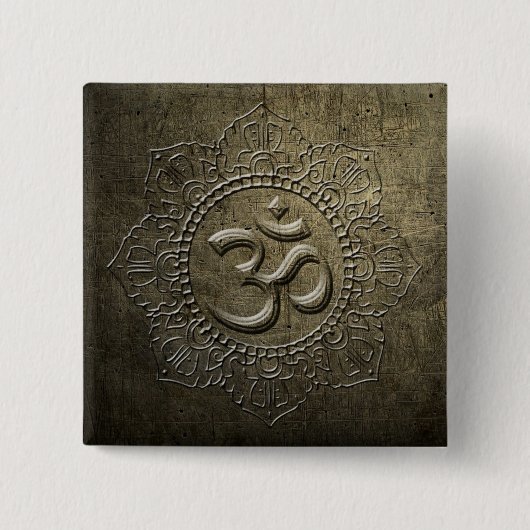 OM Symbool Mandala Bronze Metaal effect 2 Button (Voorkant)