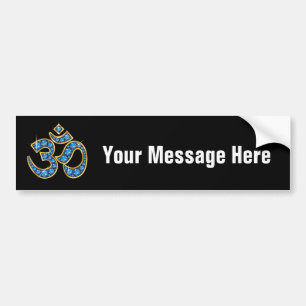 Om Symbool met Aquamarine Stones Bumpersticker