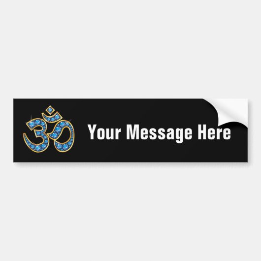Om Symbool met Aquamarine Stones Bumpersticker (Voorkant)