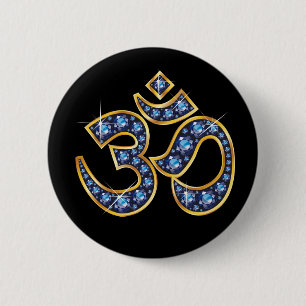 Om Symbool met de Stenen van de "Saffier" Ronde Button 5,7 Cm