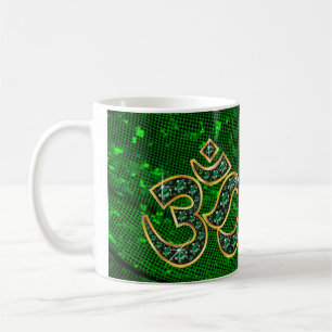 Om Symbool met "Emerald" Stones Cup Koffiemok