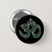 Om Symbool met "Emerald" Stones Ronde Button 5,7 Cm (Voorkant /achterkant)