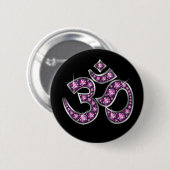 Om Symbool met "Garnet" Stones Ronde Button 5,7 Cm (Voorkant /achterkant)